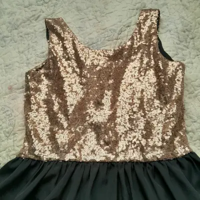 Vestido corto lentejuelas doradas - miniatura 3