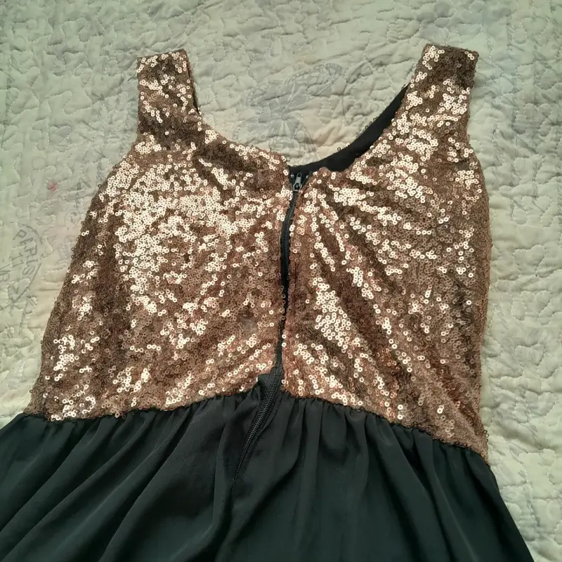 Vestido corto lentejuelas doradas - 4