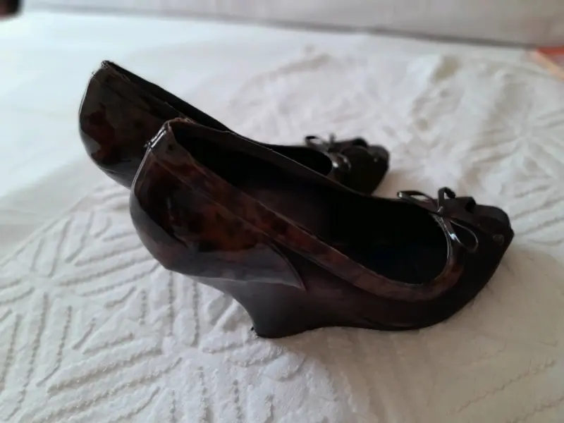 Botines de cuero marrón con tacón - 6