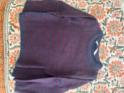 Sweater de punto azul y rojo - miniatura 2