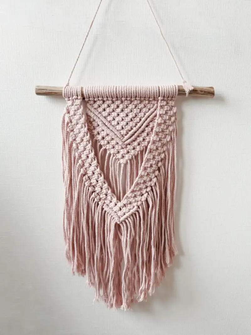 Tapiz Macramé Artesanal Rosa