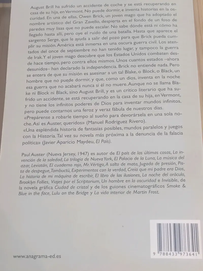 Libro Paul Auster Un hombre en la oscuridad' - 3