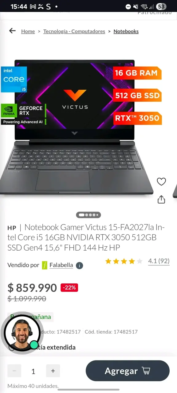 Notebook Gamer HP Victus 15.6" - 1