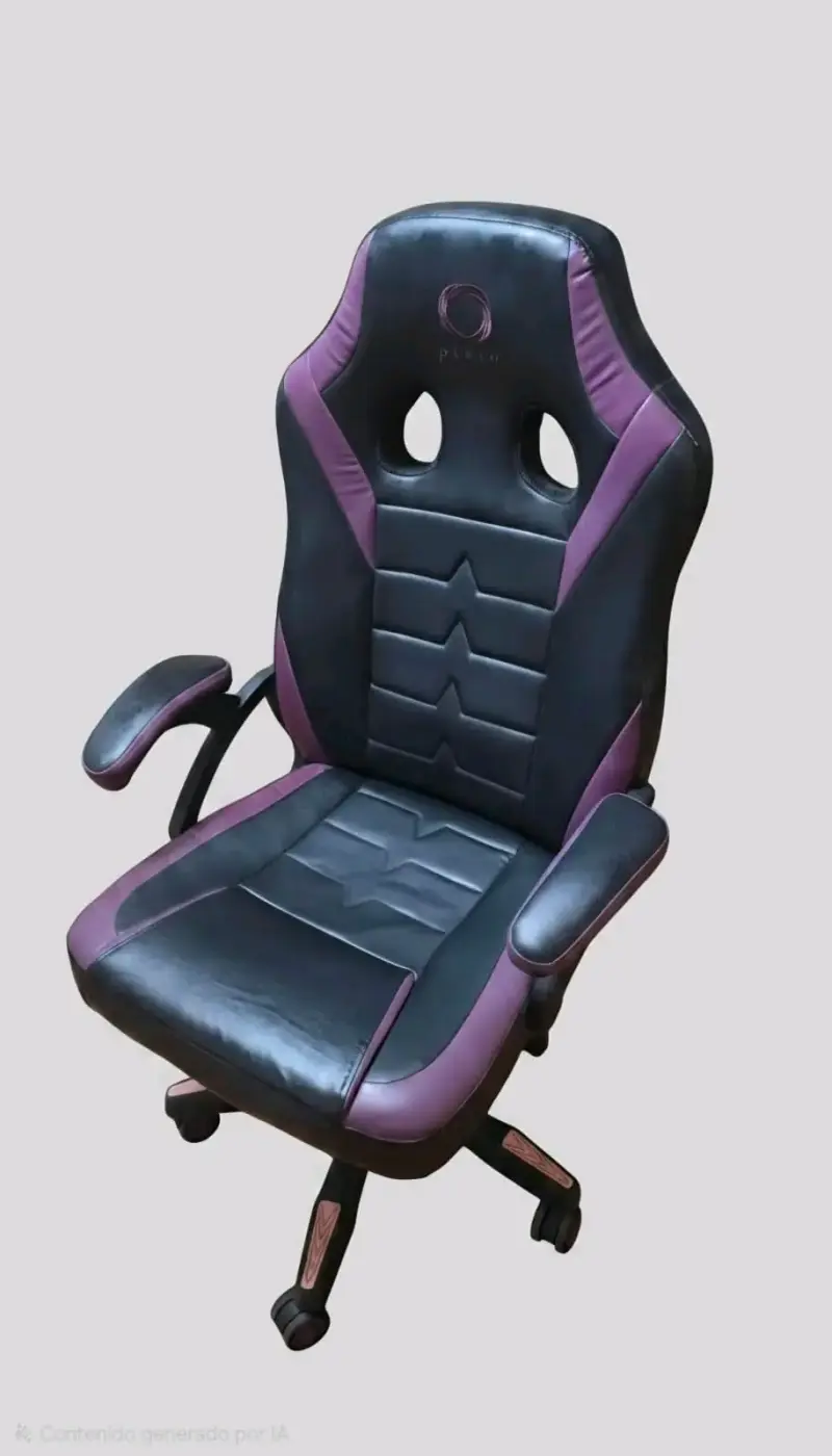 Silla gamer negra y morada - 3