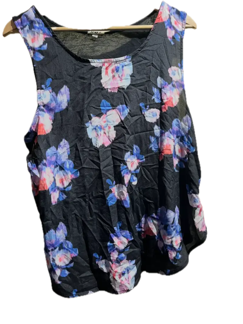Blusa negra flores coloridas - 1