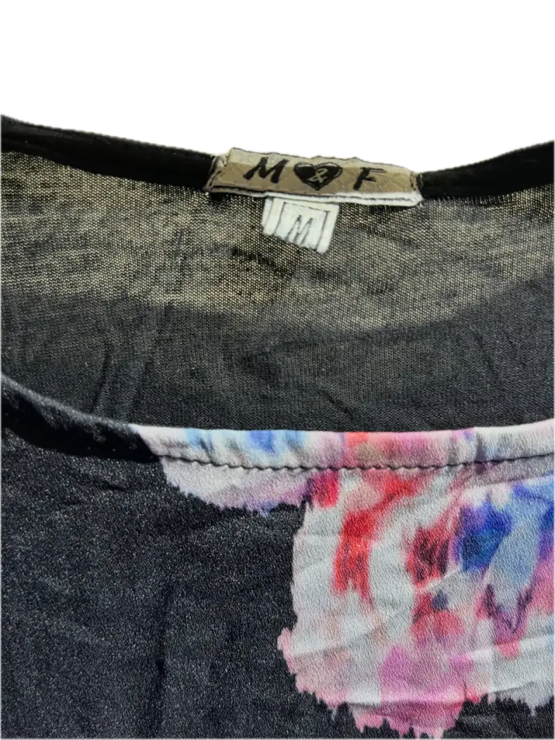 Blusa negra flores coloridas - 3