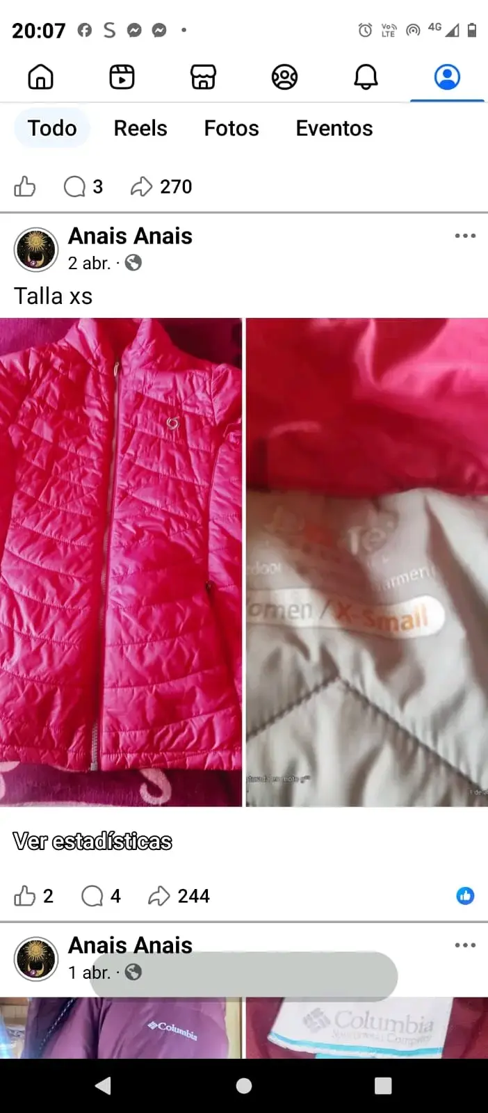 Chaqueta rosa acolchada XS