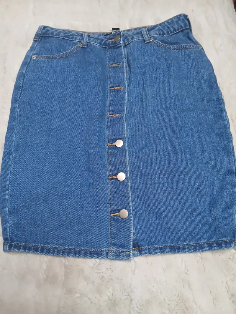 Falda denim con botones - 1