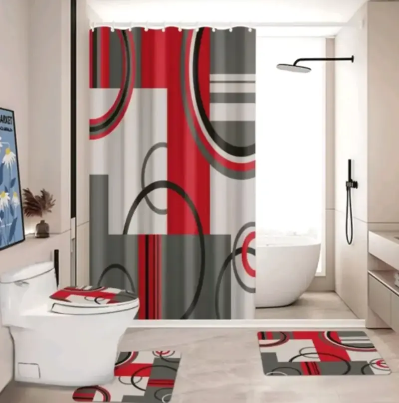 Juego de cortina y alfombras de baño - 1