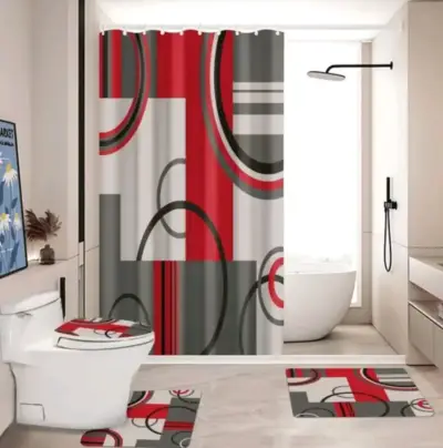 Juego de cortina y alfombras de baño - miniatura 1