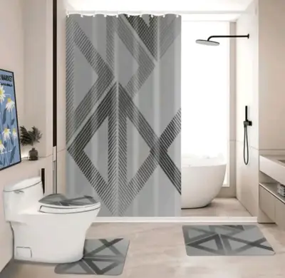 Juego de cortina y alfombras de baño - miniatura 2