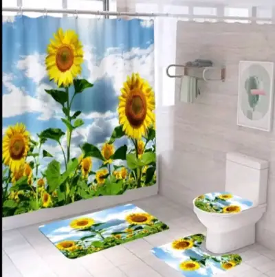 Juego de cortina y alfombras de baño - miniatura 4