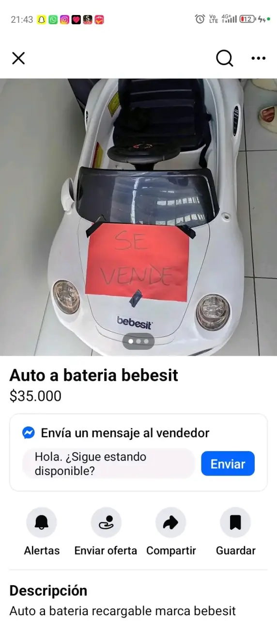 Auto a batería bebesit blanco