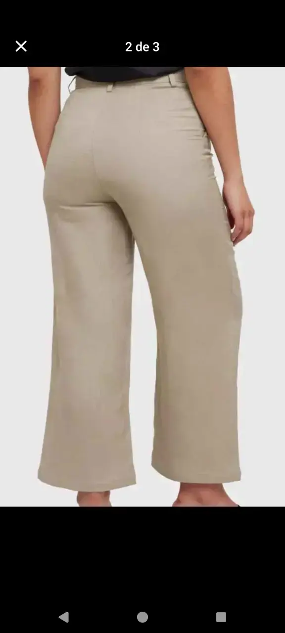 Pantalones beige de tiro alto - 1