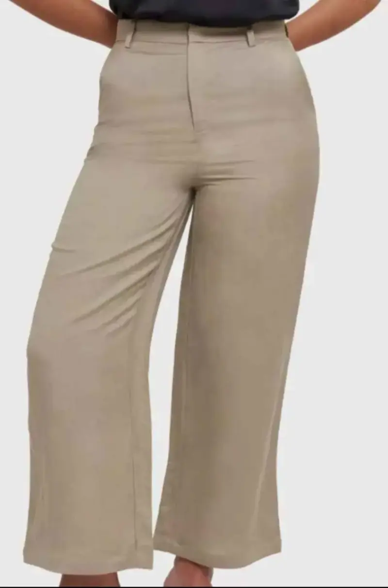 Pantalones beige de tiro alto - 2