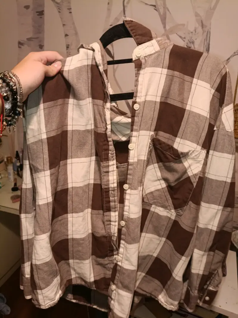Camisa de cuadros marrón y blanco - 1