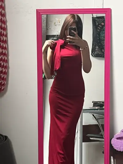 Vestido largo burdeos elegante - miniatura 3