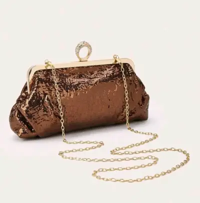 Clutch café con lentejuelas - miniatura 1