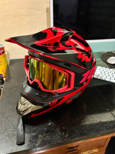 Casco motocross/Enduro/DH + Antiparras - miniatura 1