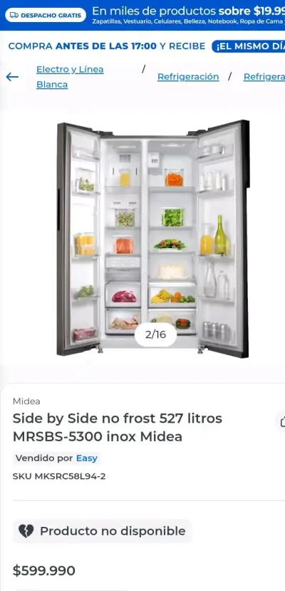 Refrigerador Side By Side 2 Puertas MIDEA No Frost - miniatura 5