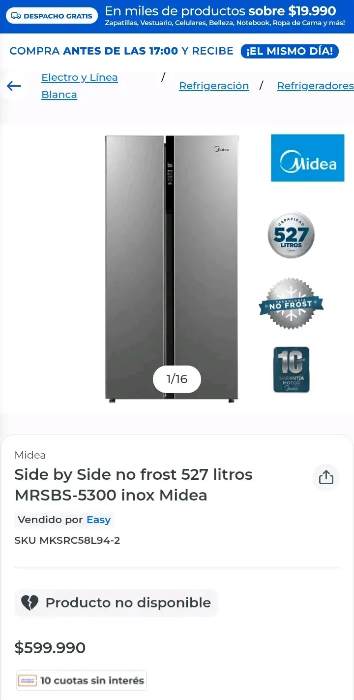 Refrigerador Side By Side 2 Puertas MIDEA No Frost - 6