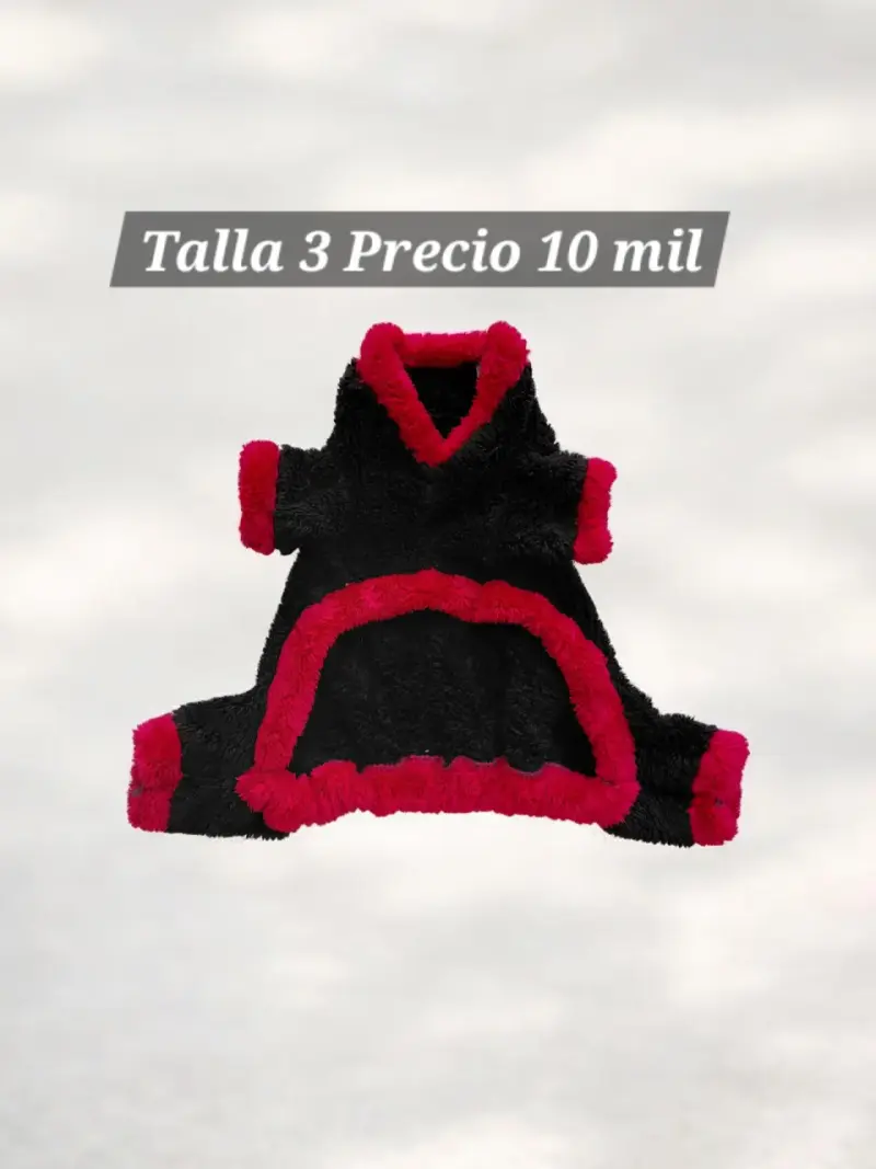 Abrigo negro con borde rojo para perro T3 - 1