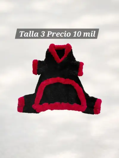Abrigo negro con borde rojo para perro T3 - miniatura 1