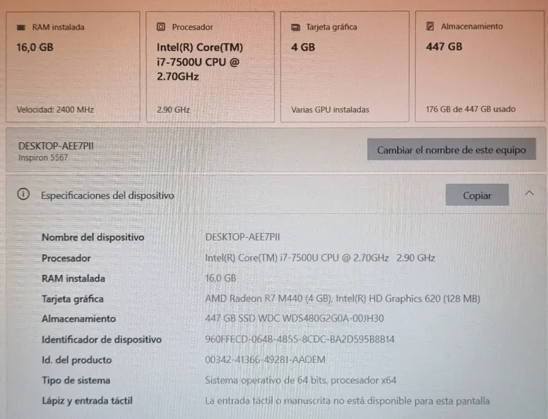 Dell Inspiron 5567 i7 / 16 GB RAM / SSD 480 GB / - 2