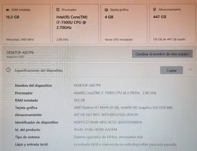 Dell Inspiron 5567 i7 / 16 GB RAM / SSD 480 GB / - miniatura 2