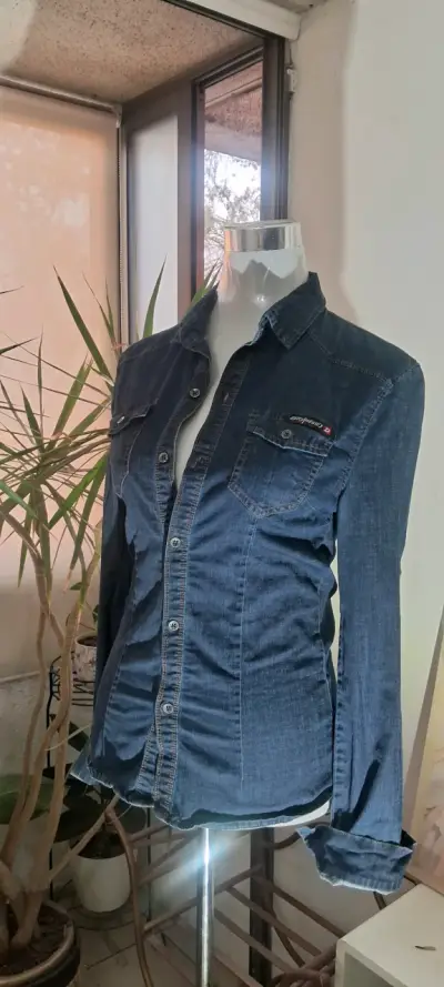 Camisa de mezclilla azul mujer - miniatura 1