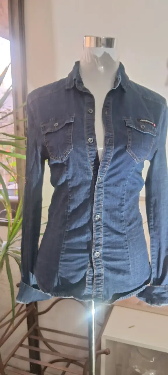 Camisa de mezclilla azul mujer - 2