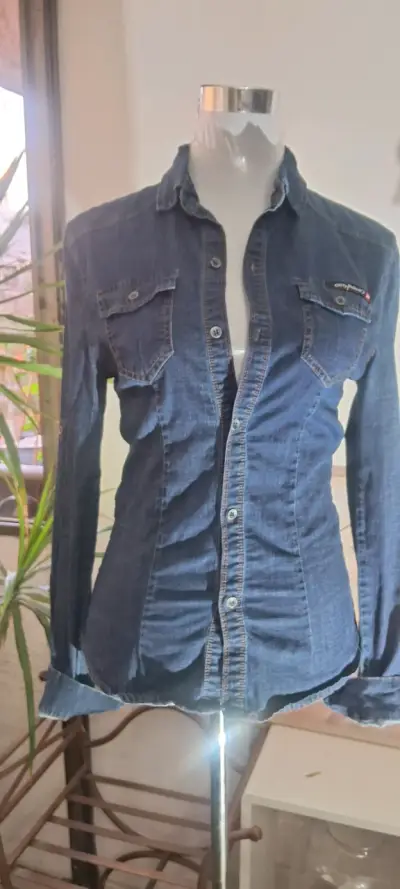Camisa de mezclilla azul mujer - miniatura 2