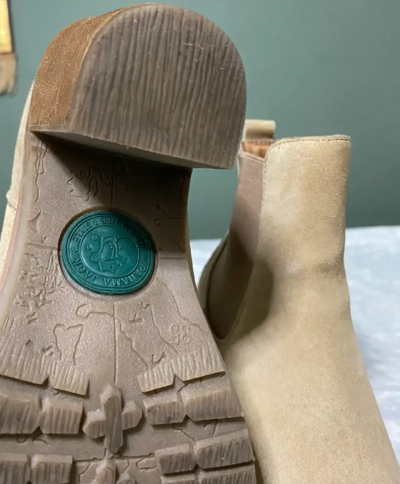 Botines de cuero beige con tacón - 3