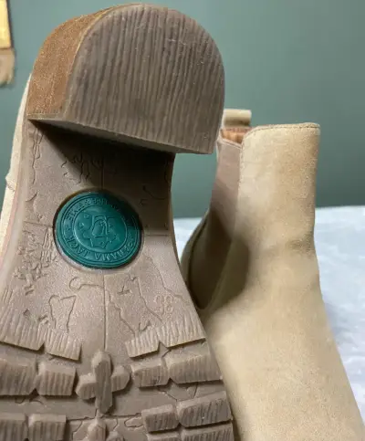 Botines de cuero beige con tacón - miniatura 3