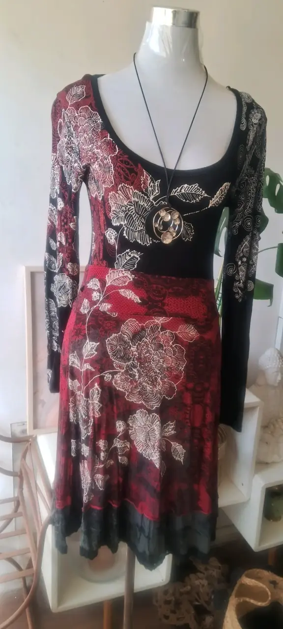 Vestido floral manga larga - 1