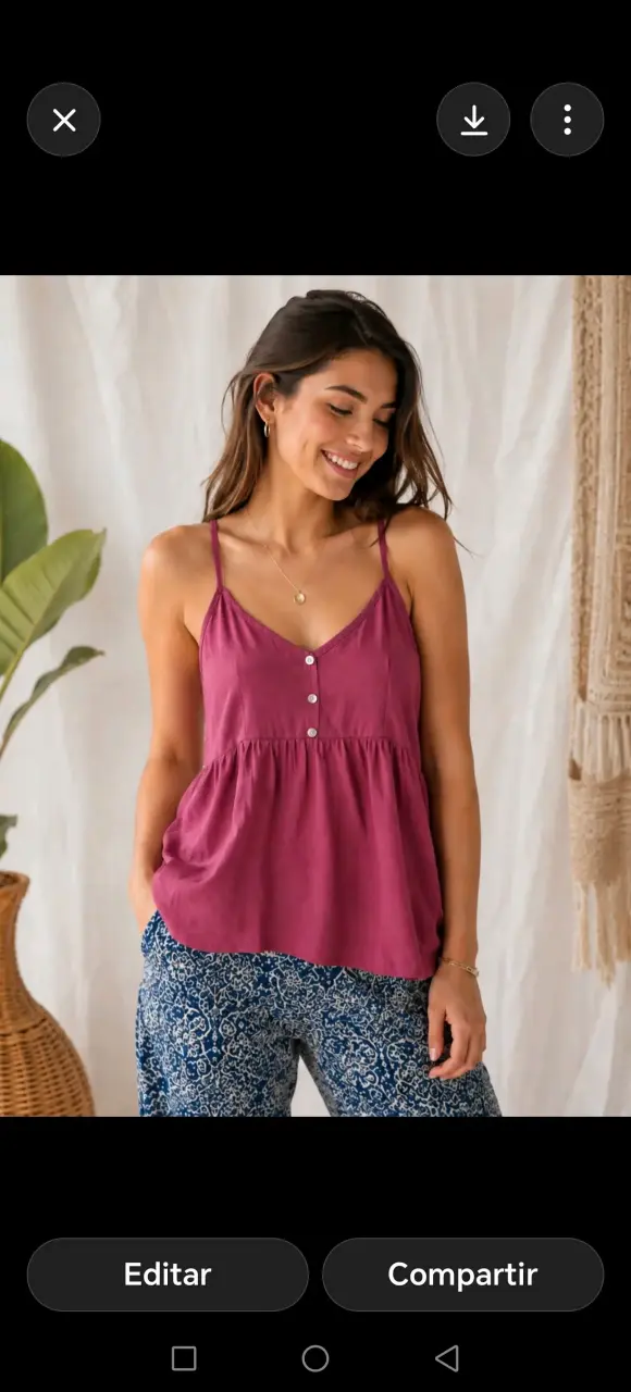 Blusa sin mangas morada con botones - 3