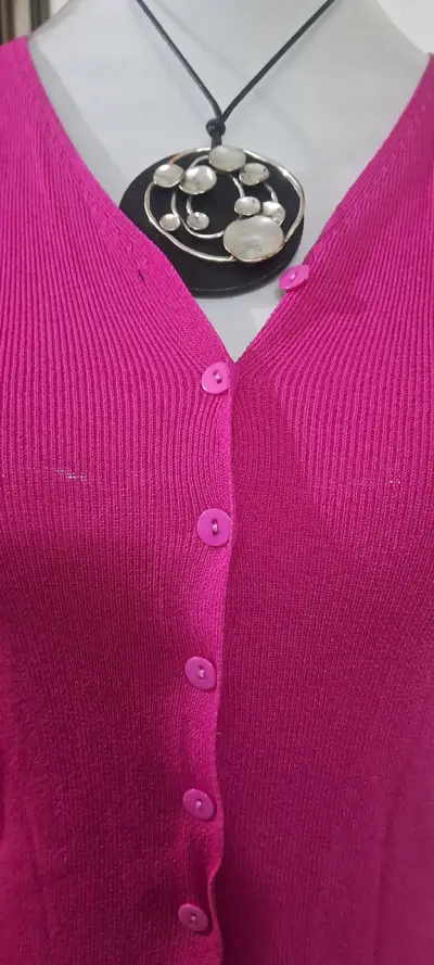 Cardigan fucsia de botones - miniatura 2