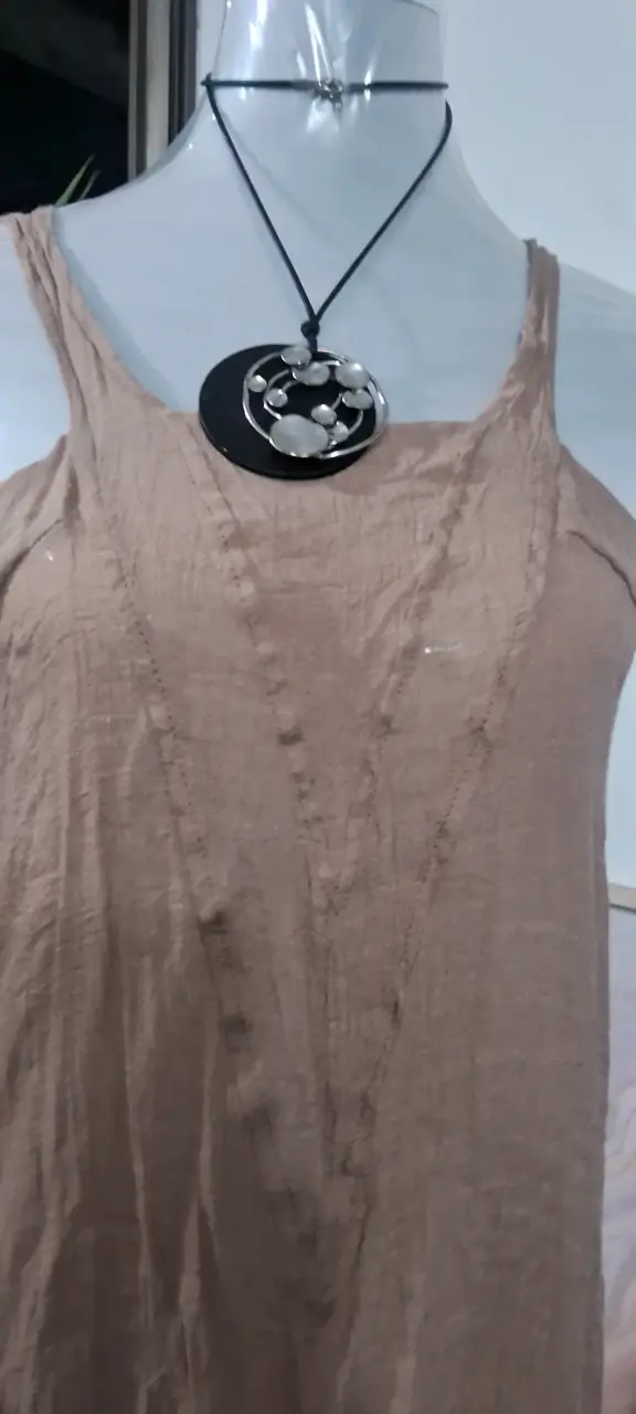 Vestido largo beige - 3