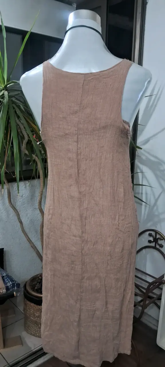 Vestido largo beige - 4