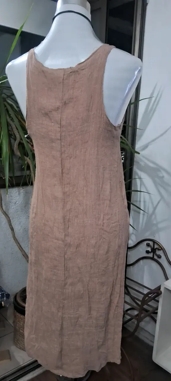 Vestido largo beige - 5