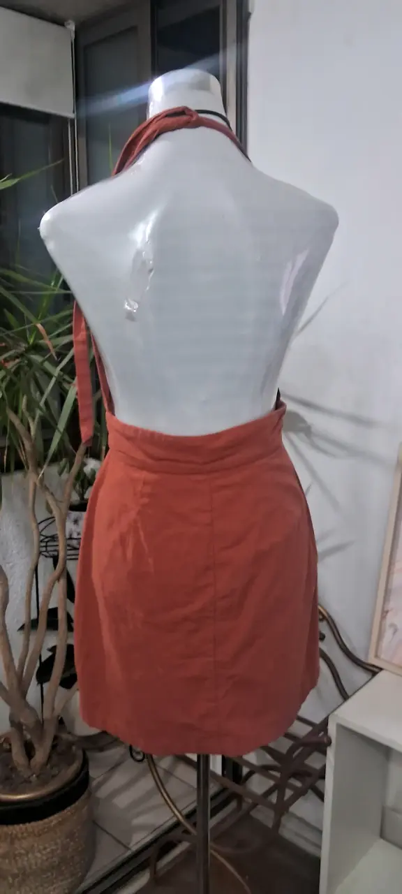 Vestido halter naranja con botones forever21 - 3