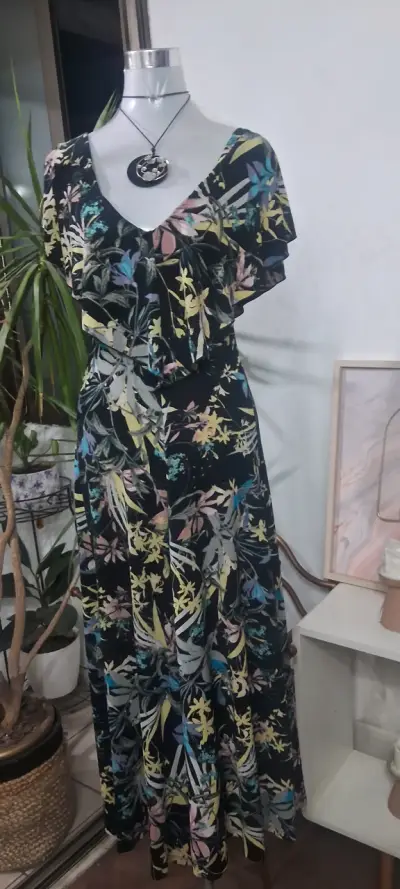 Vestido largo estampado floral Victoria Raveau - miniatura 1