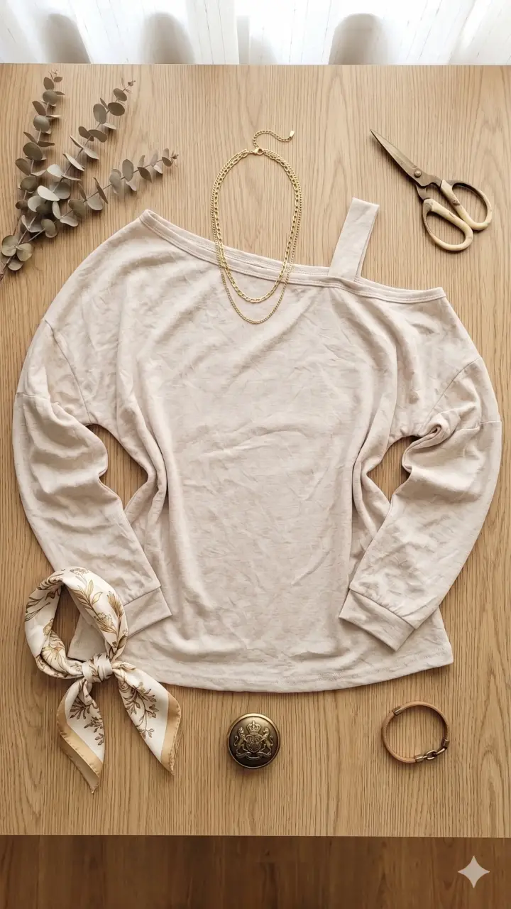 Polera beige sin hombros - 1