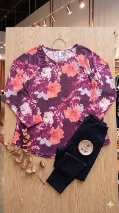 Blusa floreada manga larga 3xl - miniatura 1