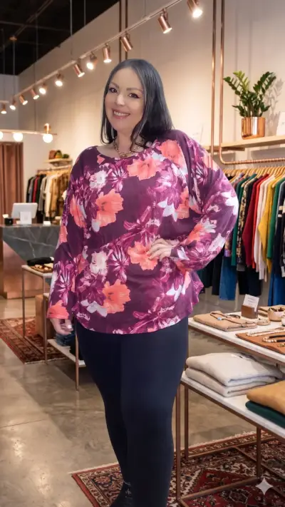 Blusa floreada manga larga 3xl - miniatura 2