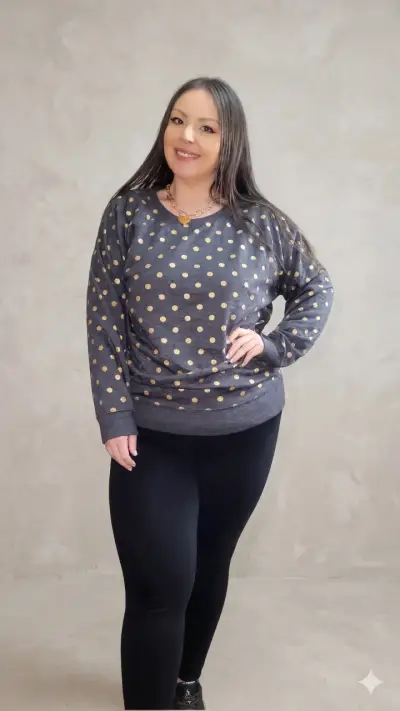 Polerón gris con lunares dorados - miniatura 2
