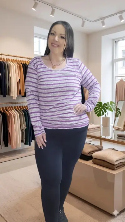 Polera rayada morado y blanco - miniatura 2