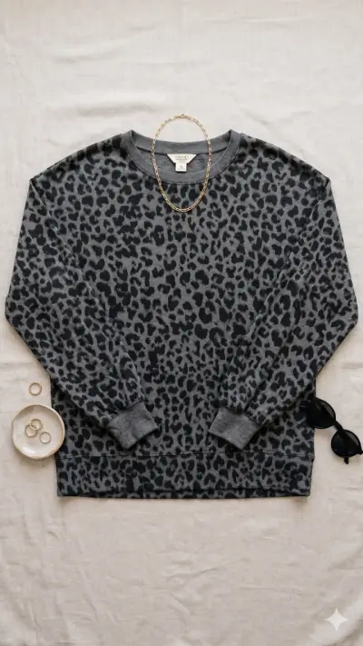 Polerón estampado leopardo gris - miniatura 1
