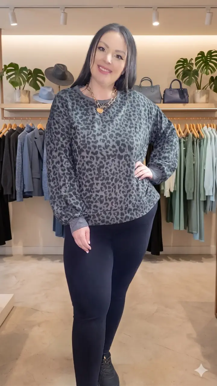 Polerón estampado leopardo gris - 2