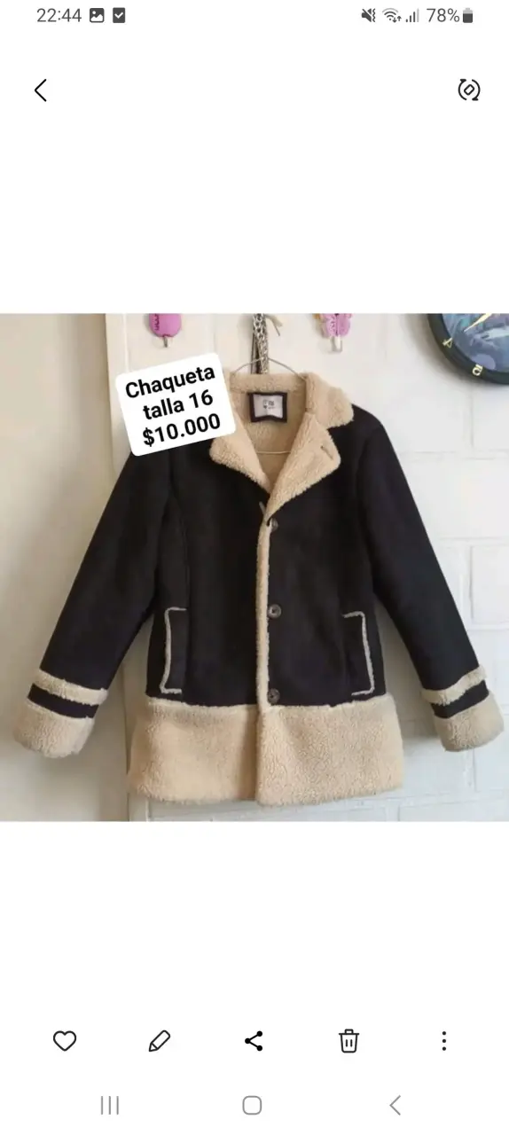 Chaqueta negra con forro beige - 1